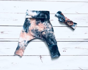 Tie Dye Baby Pants, Girl Grow With Me Pants, Baby Girl Pants, Girl Toddler Pants, Baby Pants and Headband Set, Baby Leggings Canada