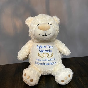 Personalized Memorial Teddy Bear Gift for Baby, Angel Bear with Wings, Stillborn Gift, Grieving Parents Memory Bear, Embroidered Canada