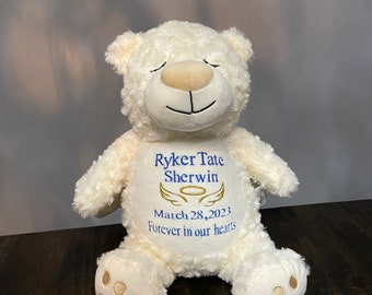 Gepersonaliseerde herdenkingsteddybeercadeau voor baby, engelbeer met vleugels, doodgeboren cadeau, rouwende ouders herinneringsbeer, geborduurd Canada