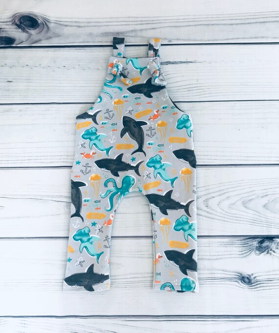 Under the Sea Overalls Knotted Romper Baby Baby Boy Romper Pant Romper for Boy Gender Neutral Shark Romper Ocean Gift Toddler Canada Etsy