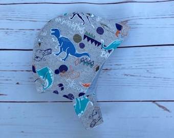Bonnet for Baby Boy, Brimless Sun Hat for Boy, Dinosaur Baby Sun Bonnet, Grey Sun Hat, Sun Hat with strap, Boy bonnet snap Canada