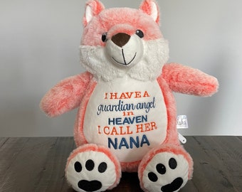 Memorial Stuffed Animal, Personalized Memorial Gift, Grandparent Memory with Name, Nana, Grandma, Grandpa, Nono, Nona, Gigi Canada