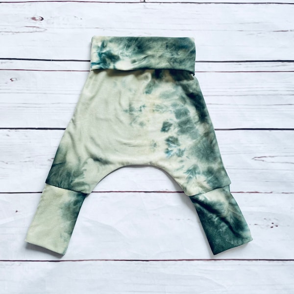 Sage Green Tie Dye Baby Pants, Gender Neutral Grow With Me Pants, Boy Toddler Pants, Tie Dye Baby Harem Pants, Girl Baby Leggings Canada