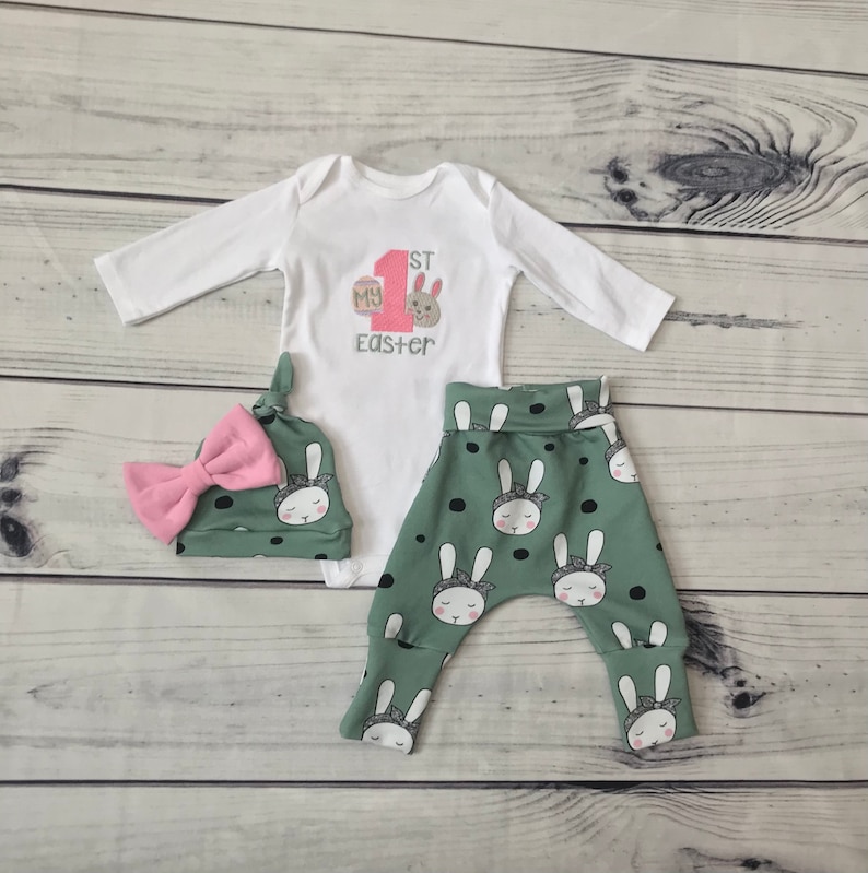 Bunny Grow With Me Pants Easter Bunny Outfit for Baby Easter Baby Onesie Canada Baby Easter Set First Easter Outfit for Girl