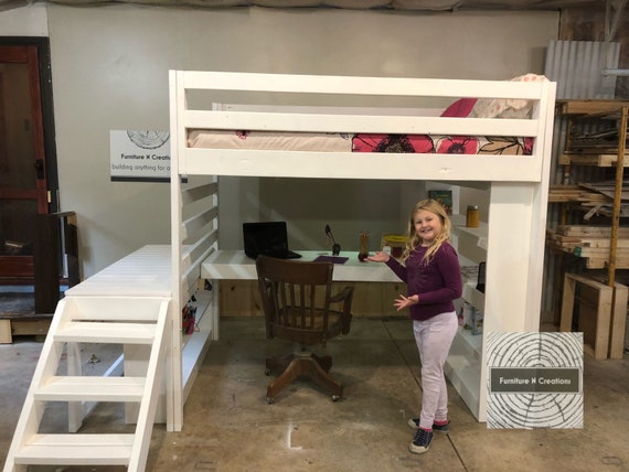 loft bed with stairs and desk