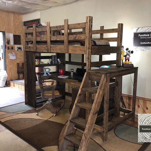 Twin XL Loft Bed With Desk Etsy