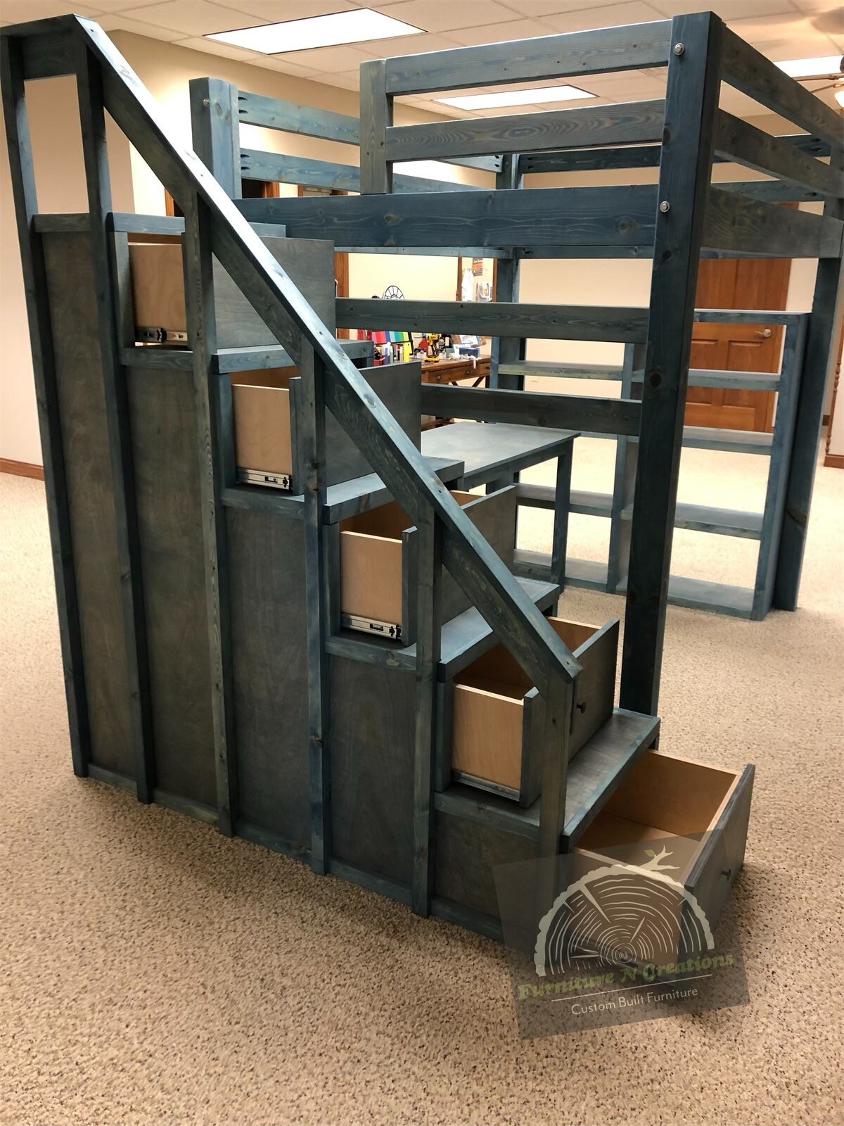 Loft Bed with Storage Stairs Etsy