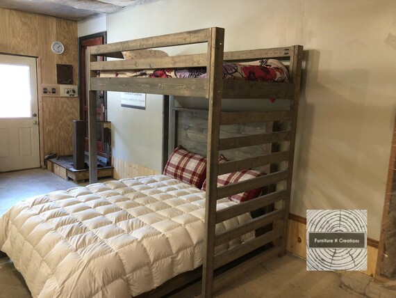 Twin Loft Bed Over Full Or Queen Bed Guest Room Shared Room Shiplap