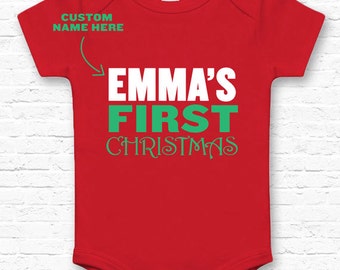 Personalized! Baby's First Christmas Baby Bodysuit Jumper Gift • Custom Jumper New Baby Gift for New Mom Family Infant Clothes Twins • TF-44