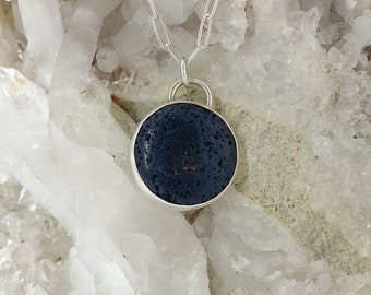 Lava Stone Sterling Diffuser Moon Necklace - Oil Diffuser Necklace - Aromatherapy Necklace - Essential Oil Necklace - Lava Rock Diffuser