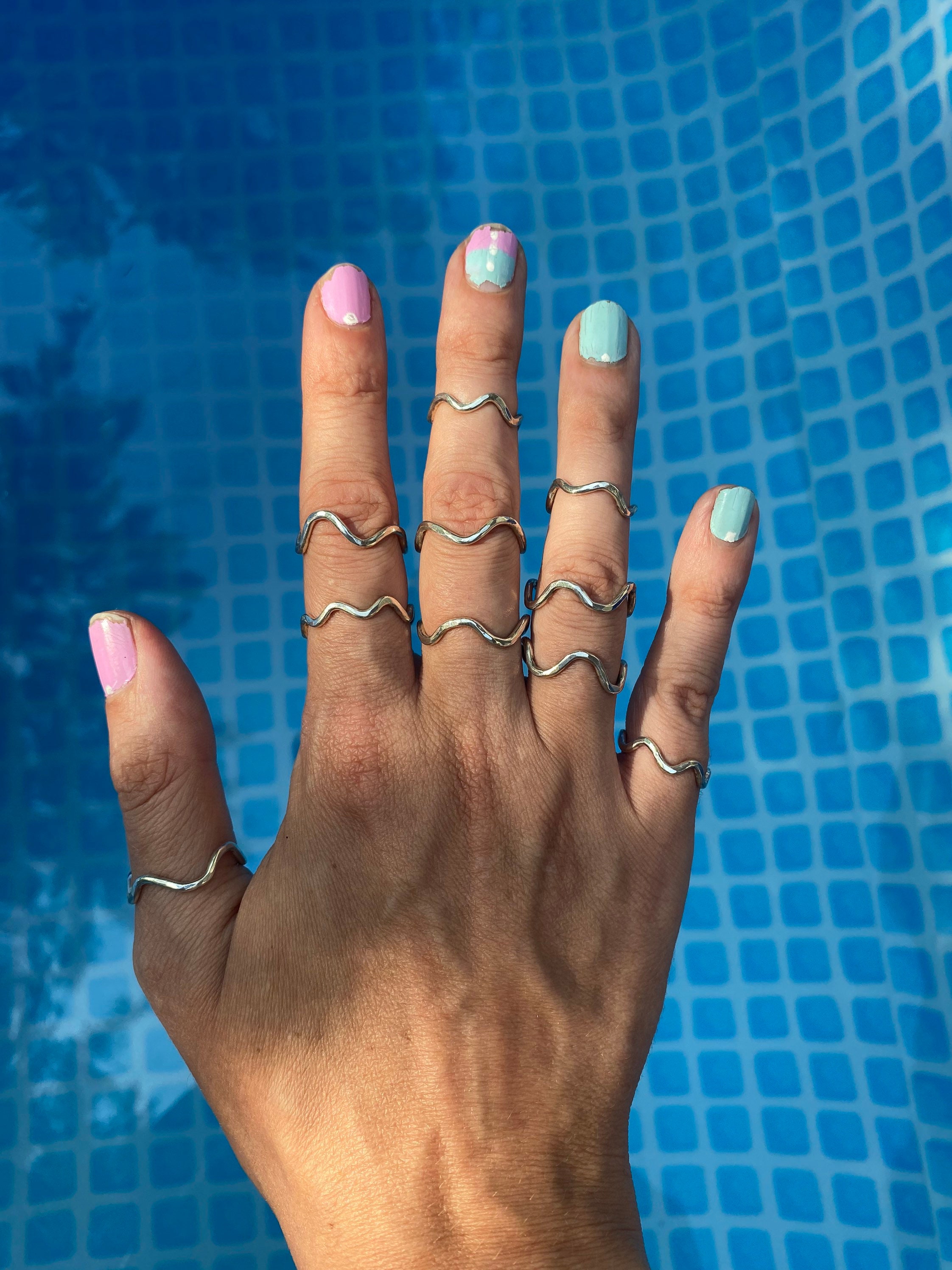 Sterling Wave Ring, Silver Wave Ring, Sterling Water Ring