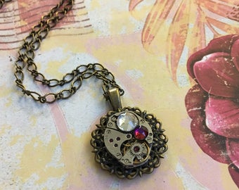 Antique Filigree Watch Movement Necklace