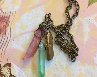 Raw Quartz Healing Crystals Necklace