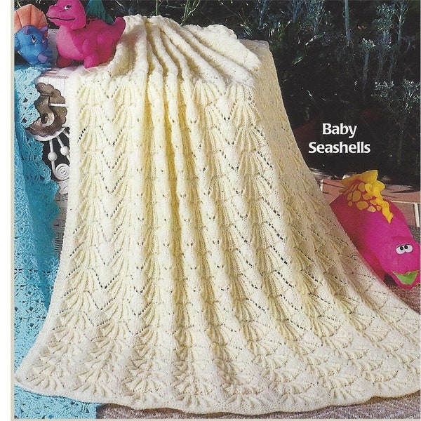 Baby Blanket/Shawl PDF Knitting Pattern "Seashells" DK or 4ply in English 911