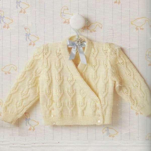 Baby Girls Crossover Cardigan 16-22" PDF Knitting Pattern 4ply Newborn 421