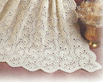 PDF Babies Crochet Blanket/Shawl Pattern with scalloped edge DK 49x53" 717