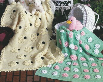 Bébé afghan/couverture. Deux modèles au crochet, jardin de bébé et doudou Baa Baa PDF 147