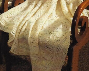 Baby Heirloom Shawl PDF Knitting Pattern 3ply Vintage Christening Lace in English 348