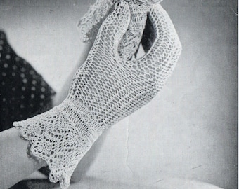 Vintage Summer Lace Gloves Knitting Pattern: Cotton No 20 (PDF Download)