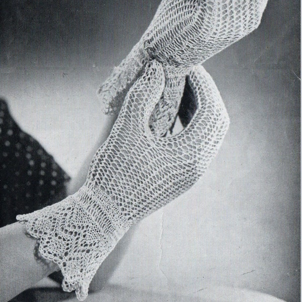 Ladies PDF Summer Lace Cotton Gloves Knitting Pattern one size Weddings Special Occasions Vintage Download printable 1404