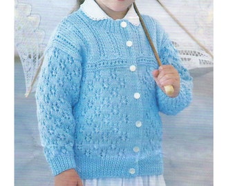 Girls Lace Pattern Cardigan PDF Knitting Pattern 16-26" DK 8ply in English 207