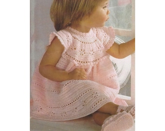 Baby Girls Cinderella Dress and Shoes PDF Crochet Pattern 3ply 18-21" 934