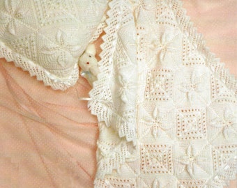 PDF Baby Blanket Cushion Pram Cover Knitting Pattern DK (8ply) 338