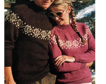 Patrón de tejido de jersey Fair Isle Yoke para mujer, para hombre, tallas DK 34-44" en inglés 1426