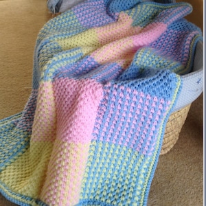 Baby PDF Blanket Knitting Pattern Pram Cover Colourful Squares 28x37 Double Knitting 623 Etsy UK