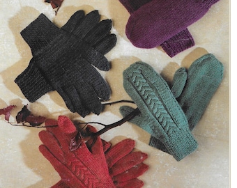 Patrón de tejido para guantes y mitones familiares, tallas para mujer y niño, 8 capas (PDF) (en inglés) 1459