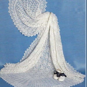 Baby Vintage Heirloom Lace Shawl PDF Knitting Pattern 3ply 50x50&quot; in English 327