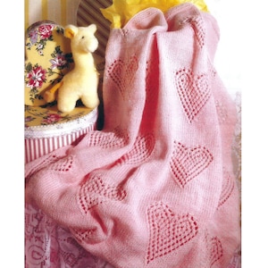 Baby Lace and Hearts Blanket/Shawl PDF Knitting Pattern in English 142