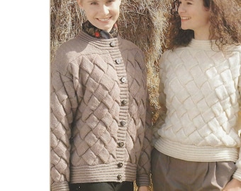 Veste et pull Entrelac pour femmes Patron de tricot PDF en DK 30-40" en anglais 803