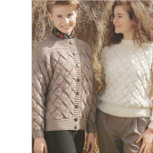 Ladies Entrelac Jacket and Sweater PDF Knitting Pattern in DK 30-40" 803