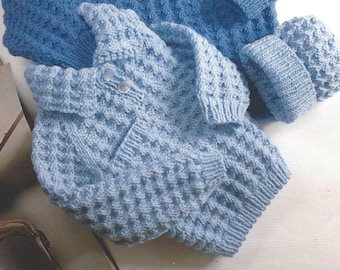 Chunky Sweaters and Hat Boys Girls Baby PDF Knitting Pattern 22-28" in English 990