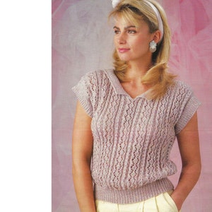 Ladies Summer sleeveless lace Top PDF Knitting Pattern DK (8ply) 32-42&quot; in English 350a