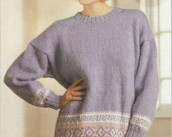 Ladies Fairisle Sweater (PDF) Knitting Pattern DK English 1479