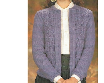 Ladies edge to edge Jacket PDF Knitting Pattern DK 32-42" 1035