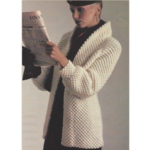PDF Ladies Blackberry Stitch Jacket in Aran yarn Knitting Pattern 34-40" English Pattern 905