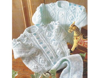 Baby Sweater, Cardigan, Leggings PDF Knitting Pattern 18-24" DK Girls and Boys Cables & Bobbles 738