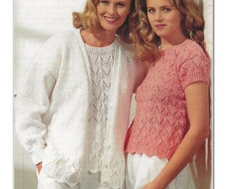 Ladies Twin Set Knitting Pattern – DK Summer Cotton (PDF Pattern)