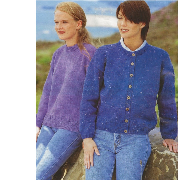 Ladies Easy Knit Classic Cardigan & Sweater PDF Knitting Pattern DK 28-44"in English 1382