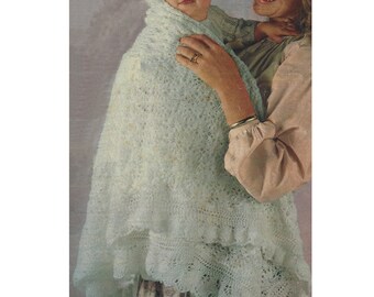 Baby Lacy Shawl Heirloom vintage PDF Knitting Pattern 3ply 45" carré en anglais 834