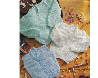 Patrón de tejido de cárdigans y chalecos para bebés de punto fácil para niños y niñas DK 12-24" en inglés 1167