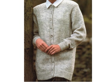 Ladies Easy Knit Classic Cardigan PDF Knitting Pattern 4ply DK Aran Chunky 32-46" English 1324