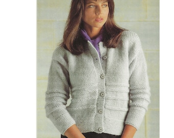Ladies PDF Chunky Easy Knit Cardigan Knitting Pattern 28-44&quot; in English 1229