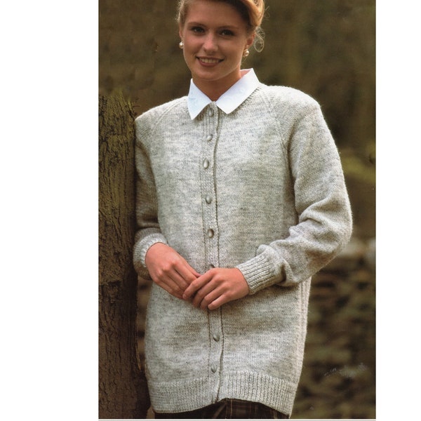 Ladies Classic Knit Cardigan Pattern: Raglan Sleeves (PDF Pattern)