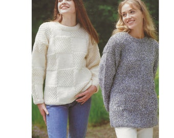 Ladies Chunky Easy Knit Sweaters PDF Knitting Pattern 28-44" 1331