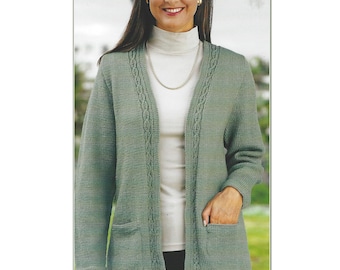 Ladies Jacket PDF Knitting Pattern edge to edge and optional pockets DK 32-50" 1108