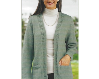 Damenjacke PDF Strickmuster von Kante zu Kante und optionalen Taschen DK 32-50" 1108